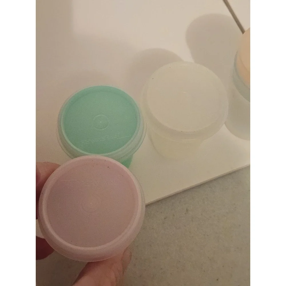 Tupperware 7pc Mini Round 4oz Plastic Food Storage Set Snap Lids Mixed Colors